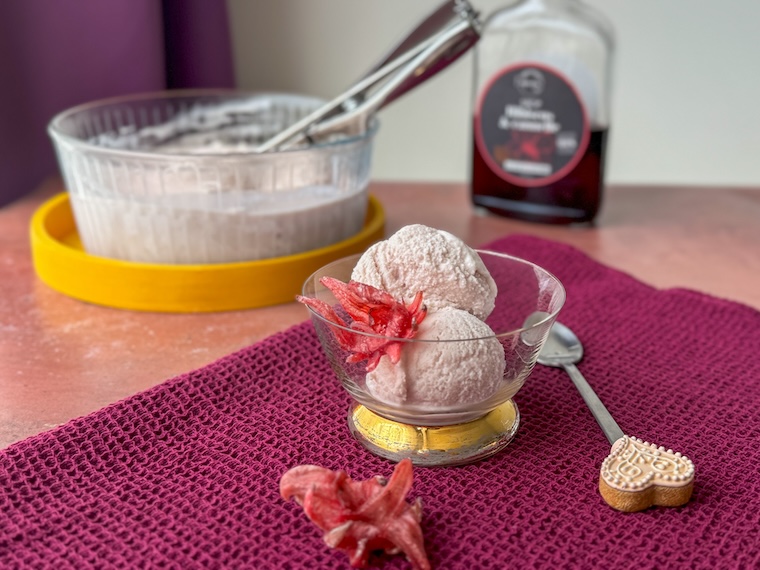 glace au yaourt et à l'hibiscus