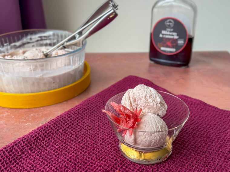 glace au yaourt et à l'hibiscus