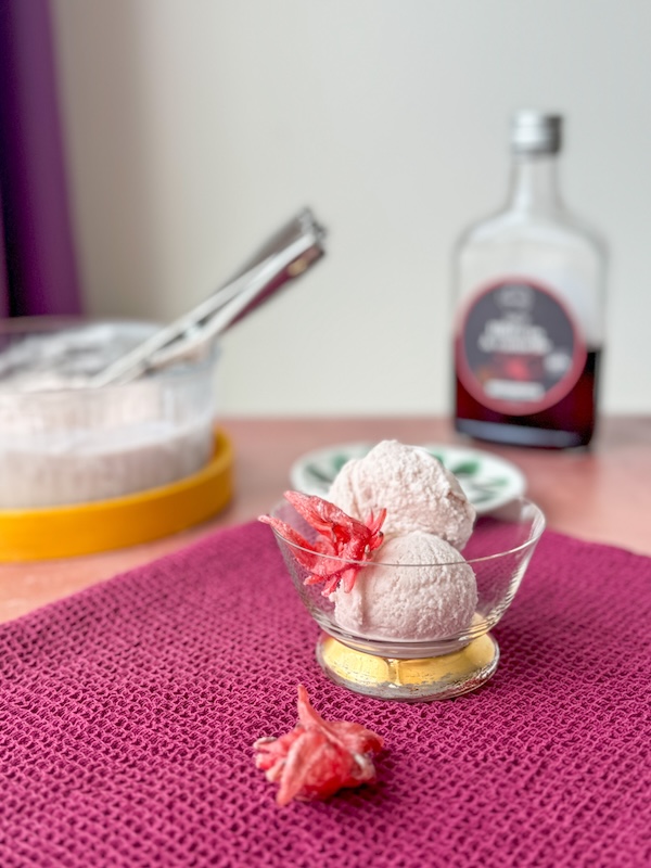 glace au yaourt et au sirop d'hibiscus