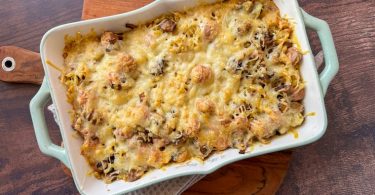 gratin de pâtes aux champignons