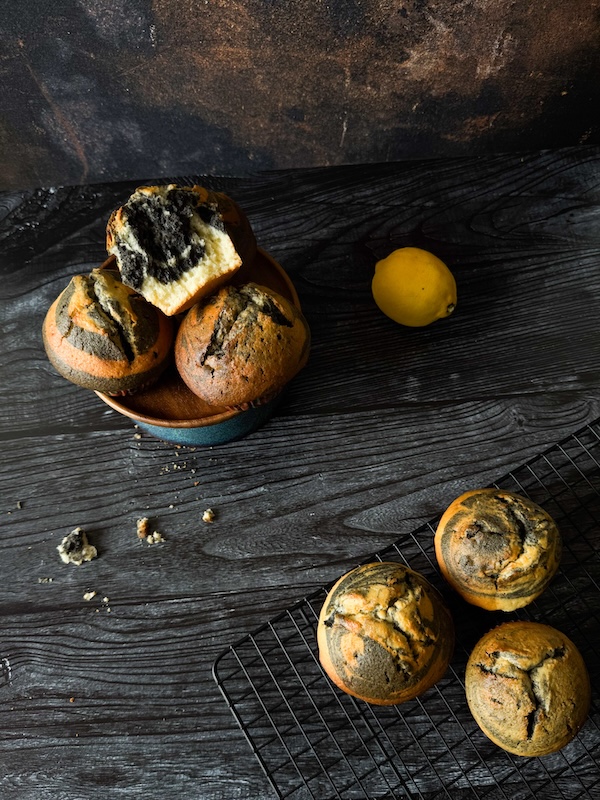 muffin au sésame noir et au citron